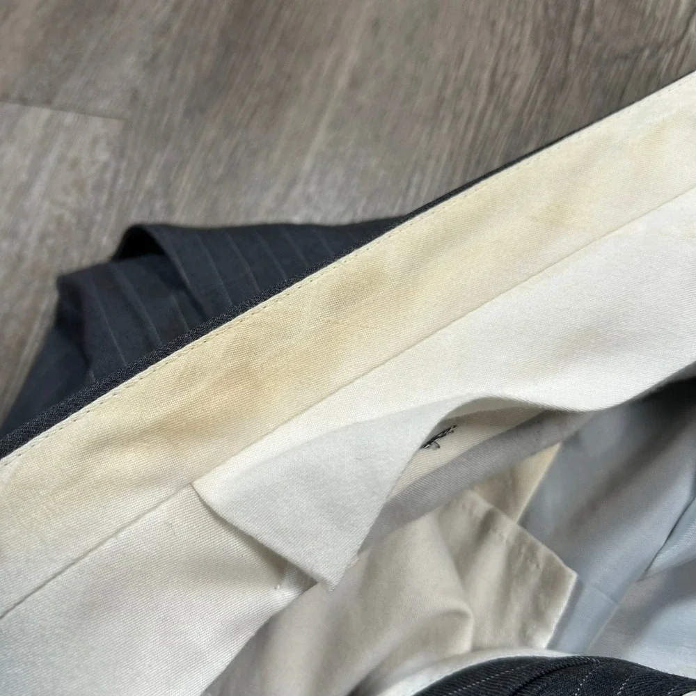 Ralph Ralph Lauren Suit 50R 42X28 Pants Grey Pinstripe Wool 3-Button Blazer Mens